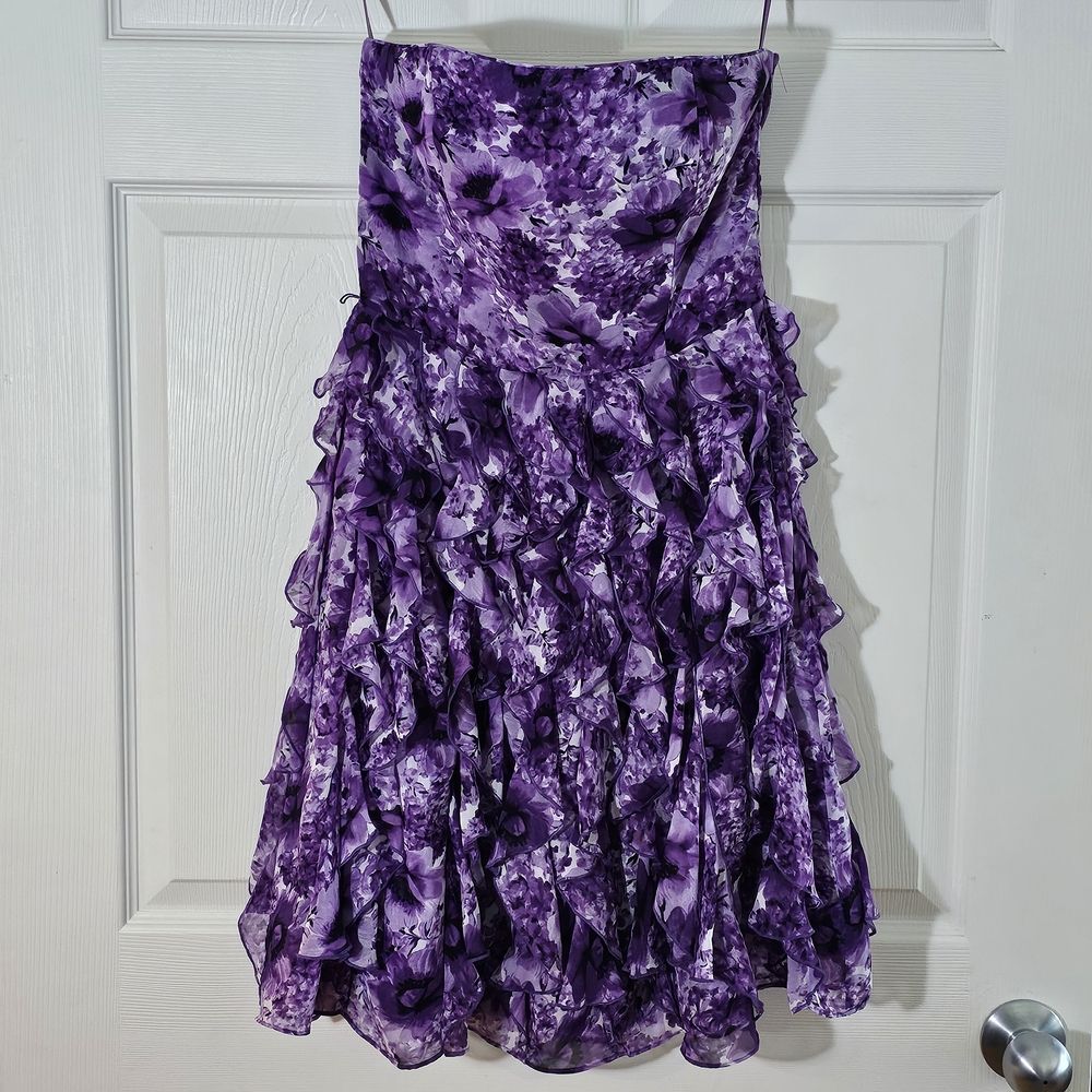White House Black Market Purple Floral Dress Size 4